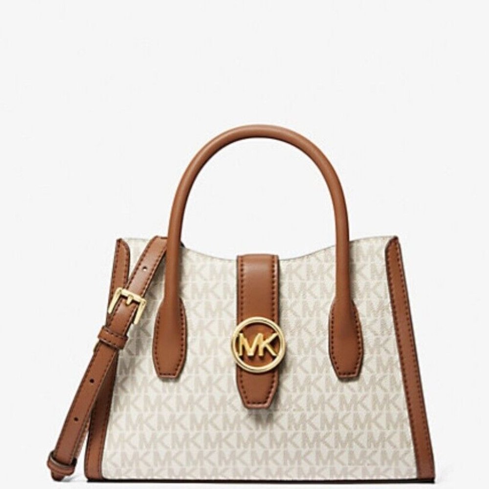 Michael Kors Gabby Small Logo Satchel in Vanilla